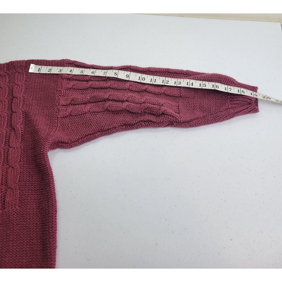 Vtg Outback Red Pink Mock Neck Cable Knit Preppy Sweater Women's Medium oversize - Picture 5 of 8
